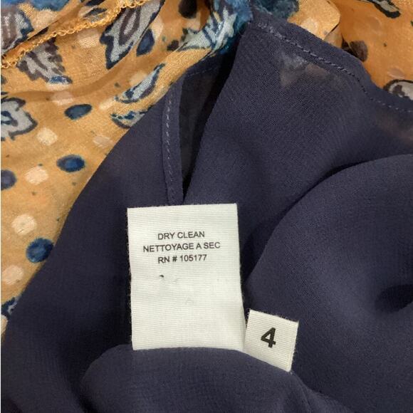 Ulla Johnson Romilly Silk Floral Orange Blue Long Sleeve Midi Dress Size 4 - Picture 14 of 14